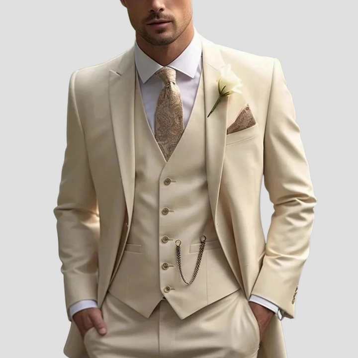 Versatile black slim fit three-piece suit, suitable for parties, business meetings & special events.