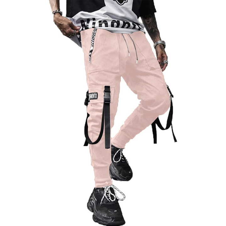 Stylish men's urban joggers, techwear tactical design for utility & active, comfortable wear.