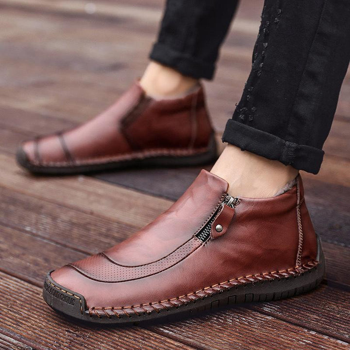 Back view of Men's Leather Ankle Boots, high quality handcrafted design