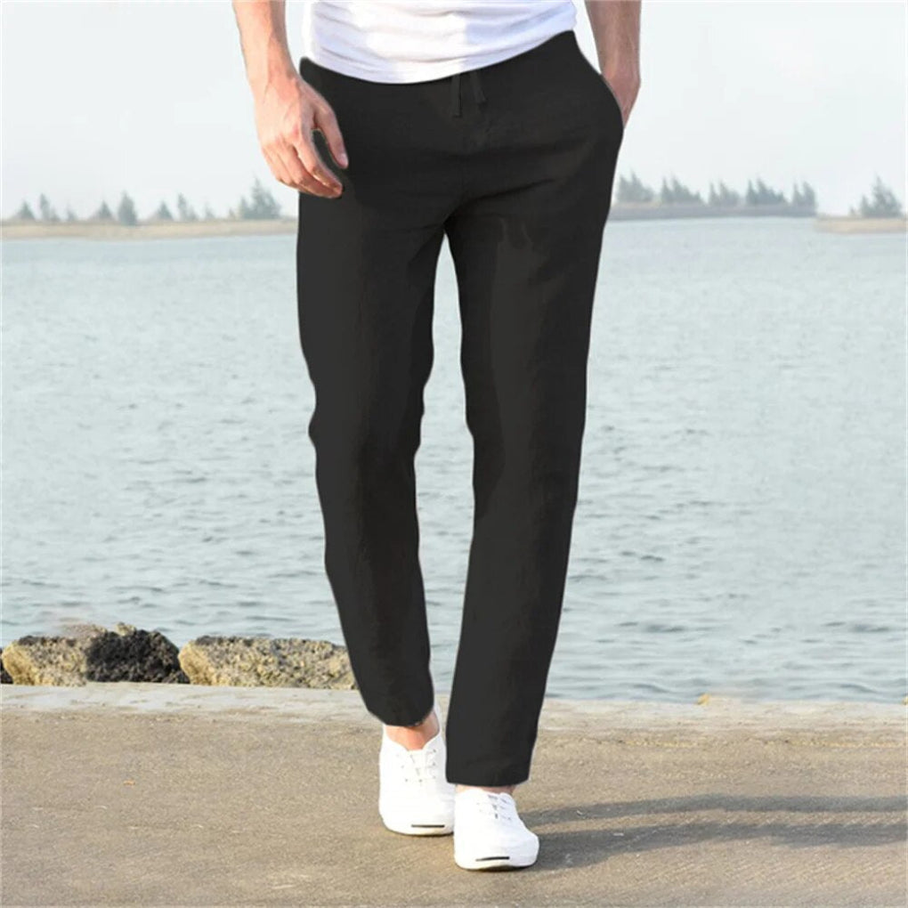 Breathable men's linen trousers, offering ultimate comfort for summer casual wear.