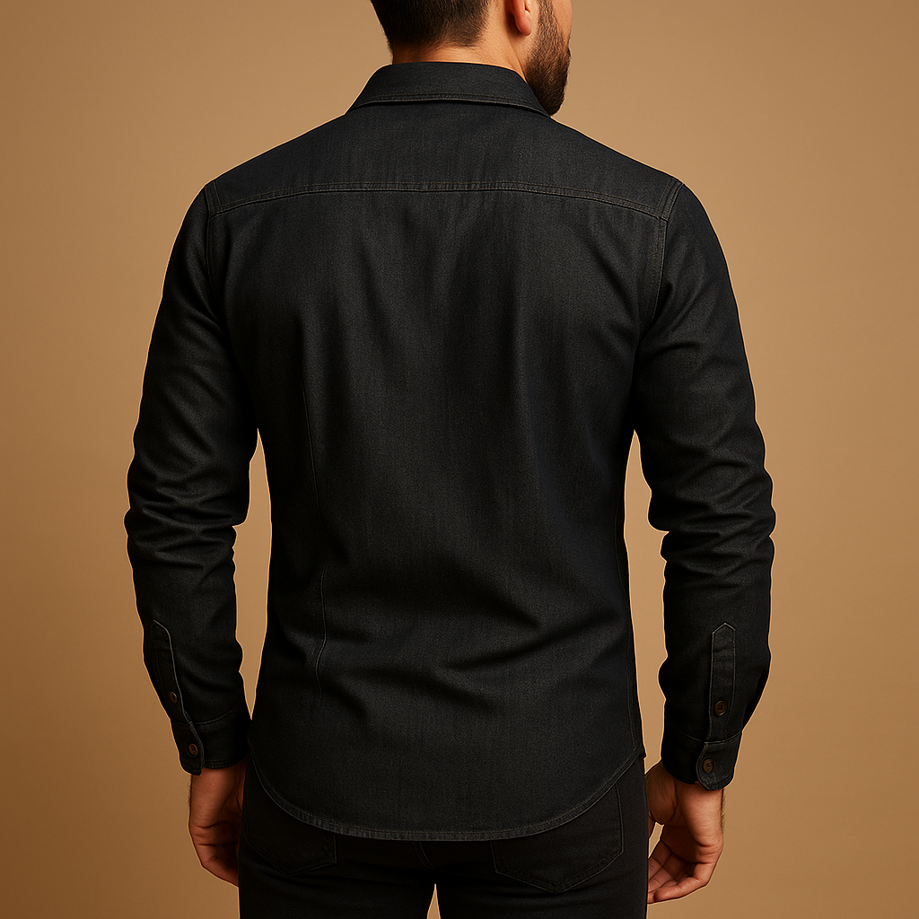 Stylish men's relaxed fit long sleeve shirt, a versatile button-down for casual outings or travel comfort.