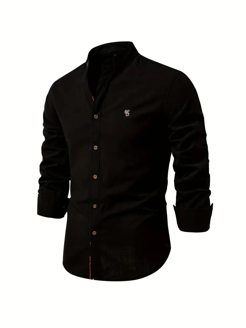 Men's spring fashion button-down shirt, salmon color, offering a relaxed fit for casual occasions.