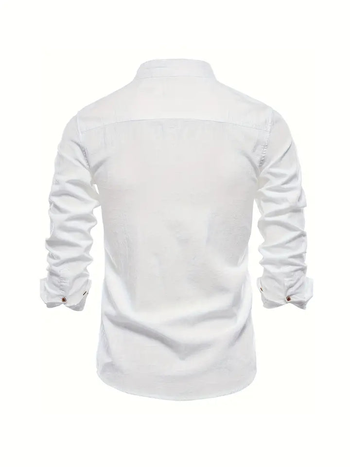 Spring-ready men's button-down shirt, light blue, perfect for everyday casual wear, long sleeve.