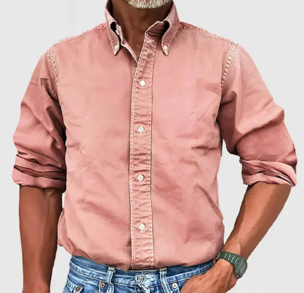 Grey men's casual long sleeve button-up shirt, a timeless and versatile wardrobe staple