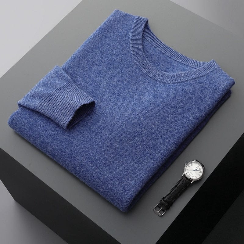 Men's casual long sleeve knit sweater, dark grey, crewneck, comfortable winter fashion for men