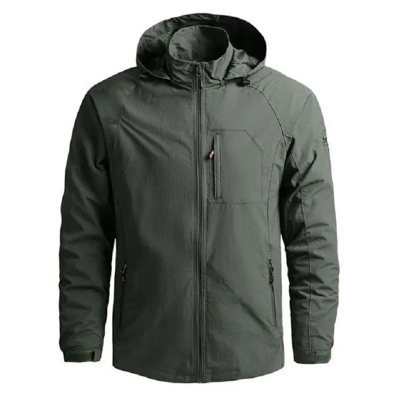 Man wearing a versatile men's casual long sleeve urban jacket, suitable for various occasions.