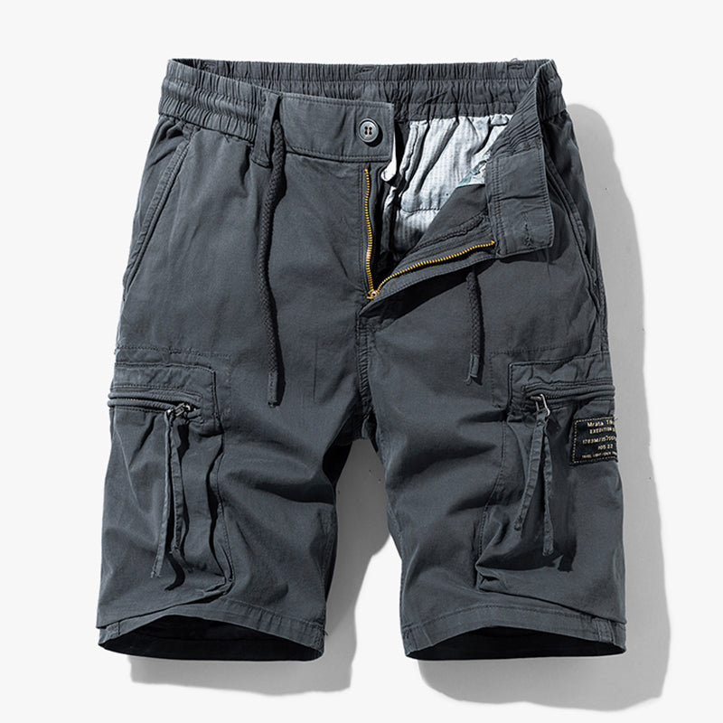 Comfortable men's casual drawstring shorts. Perfect summer cargo shorts for outdoor utility & everyday wear.