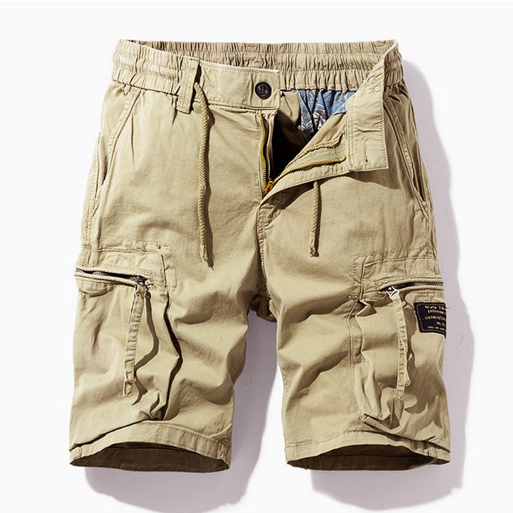Men's outdoor cargo shorts featuring a drawstring waist & multiple pockets. Versatile casual shorts for summer.