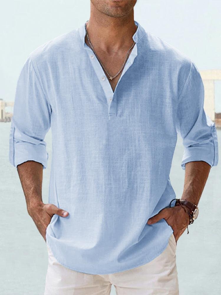 Men's casual short-sleeve summer shirt, lightweight & breathable, perfect for warm weather.