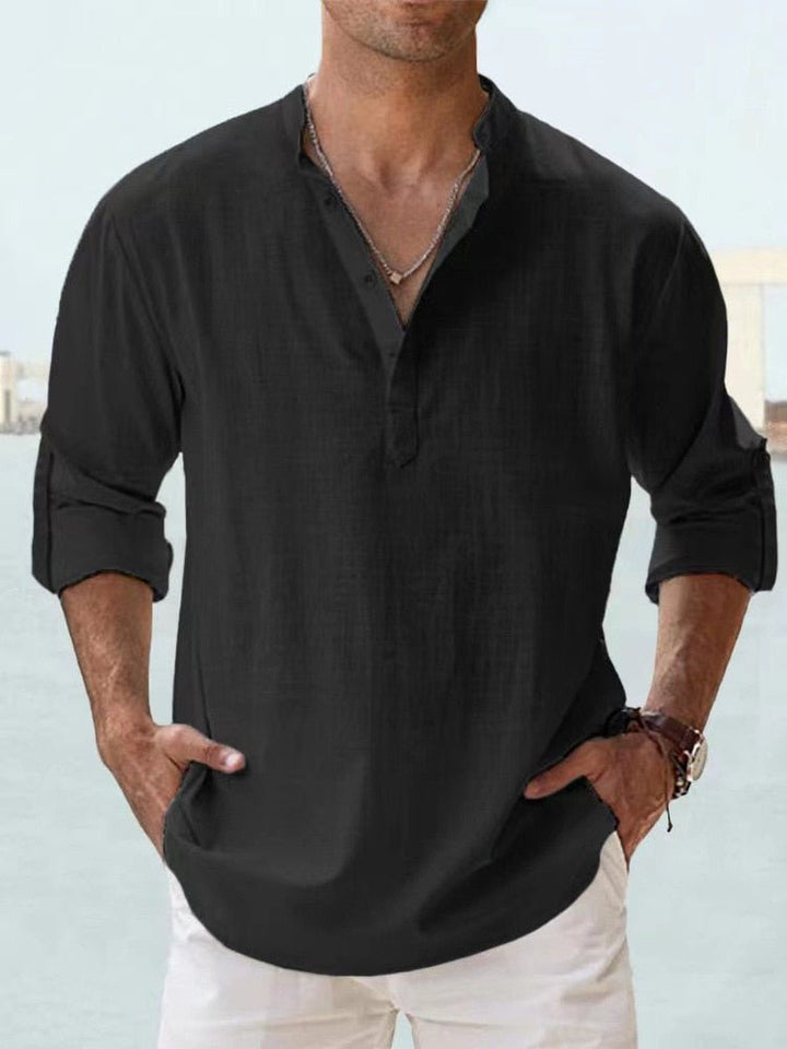 Relaxed fit men's button-up shirt, ideal for summer vacation and smart casual everyday wear.