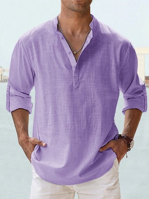 Men's vacation shirt, lightweight & breathable, short-sleeve button-up for travel comfort.