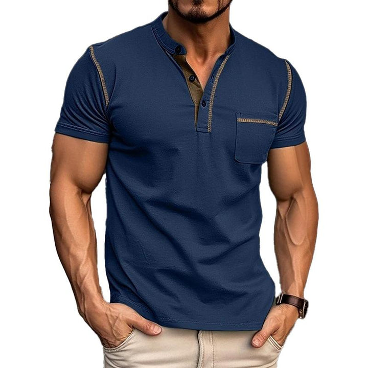 Men's casual slim-fit Henley t-shirt in soft fabric. Perfect summer top for effortless style & comfort.