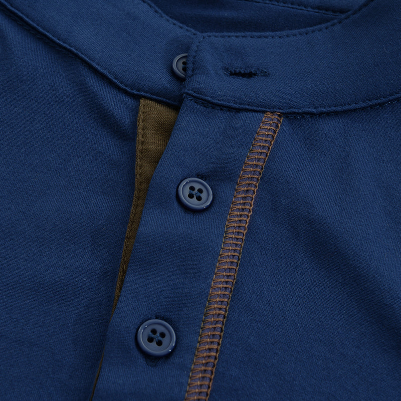 Stylish men's slim-fit short sleeve Henley. Ideal casual wear for summer fashion & everyday comfort.