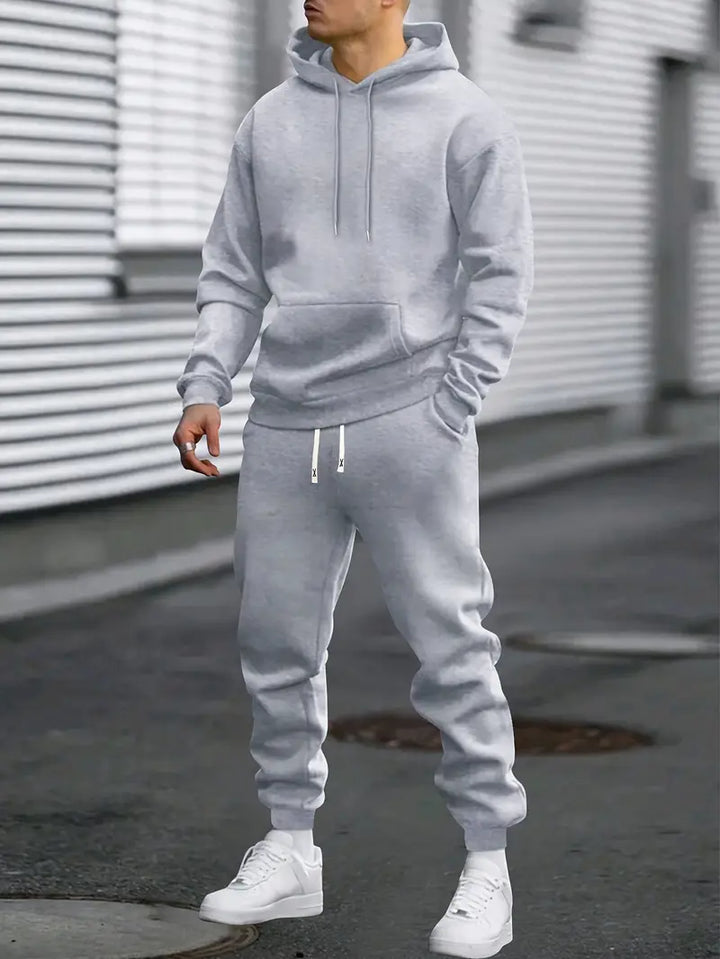 Men's casual sweater and jogger set in a stylish, comfortable two-piece loungewear.