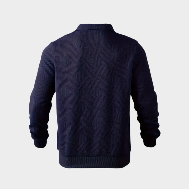 Men's casual brown textured half-zip sweater, offering warmth and style for cold weather