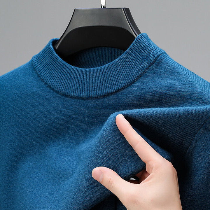Versatile men's classic mock neck pullover sweater, perfect long sleeve casual wear for fall fashion & winter.