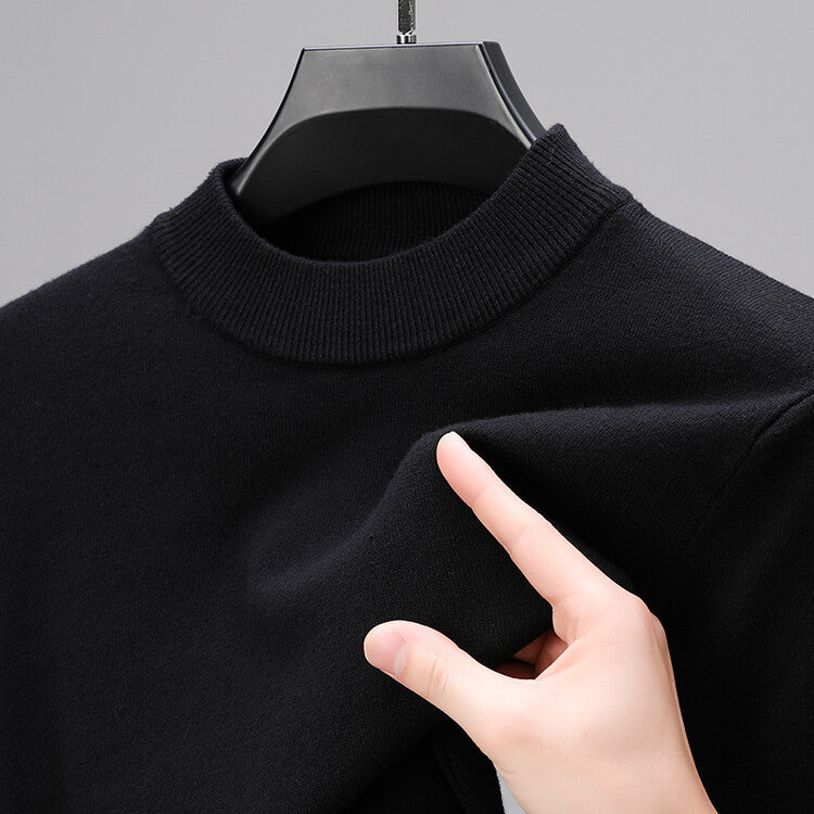 Winter essentials: Men's classic mock neck pullover sweater, a versatile long sleeve knitwear for cozy fall fashion.