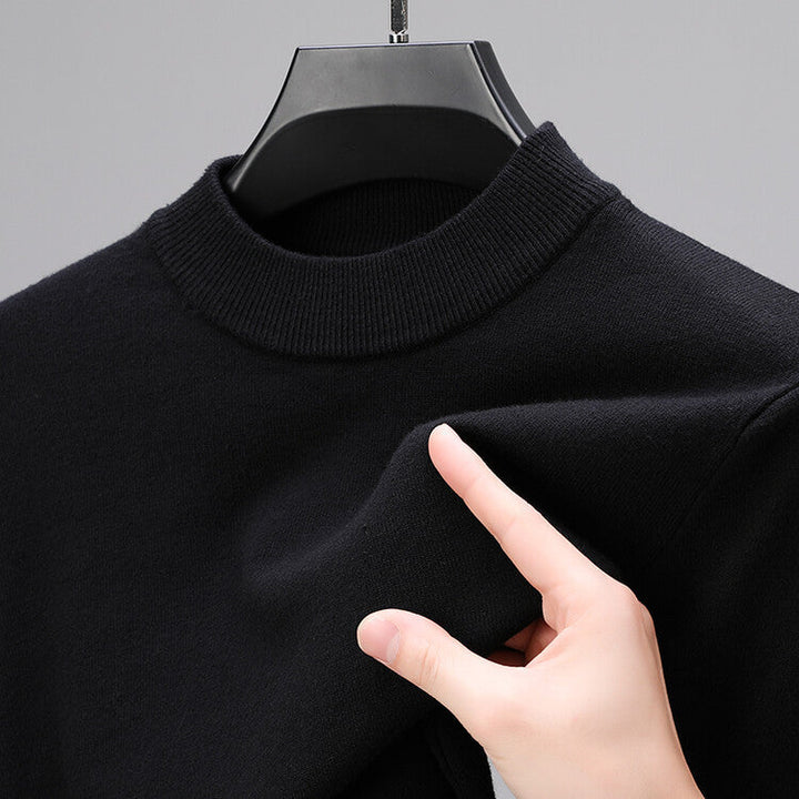 Winter essentials: Men's classic mock neck pullover sweater, a versatile long sleeve knitwear for cozy fall fashion.