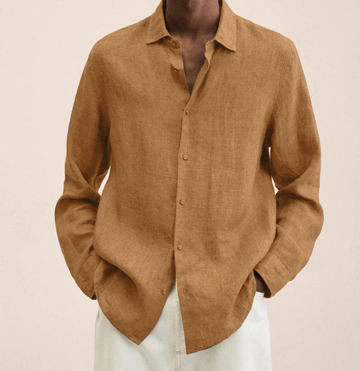 Men's summer long sleeve shirt, perfect for warm weather. Lightweight, classic collar, and button-down for casual comfort.