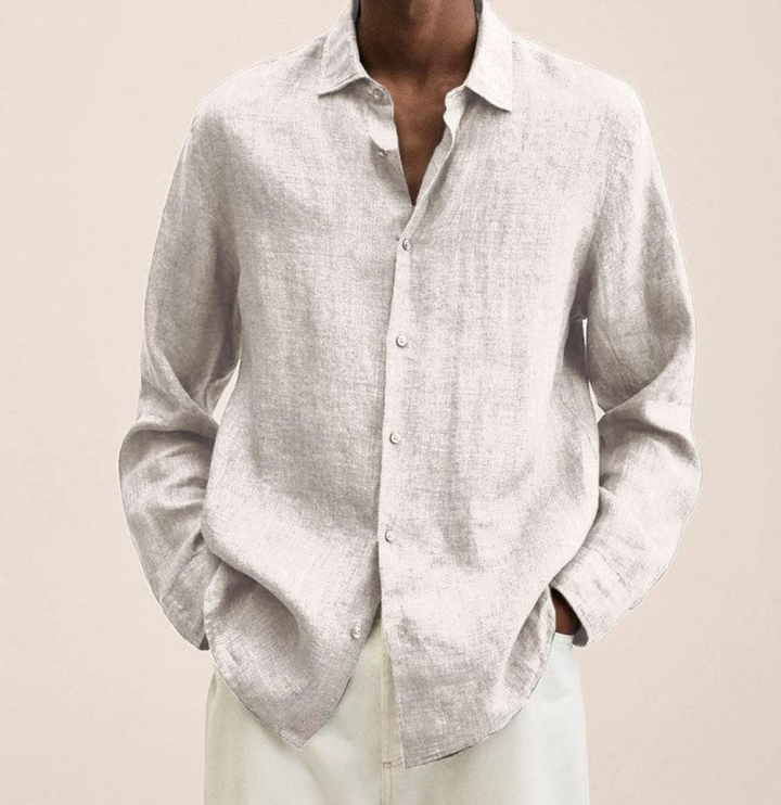 Versatile men's long sleeve summer shirt with a classic collar. Ideal for smart casual or everyday warm weather fashion.