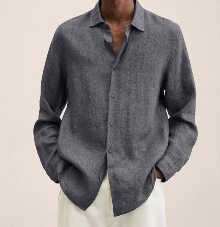 Breathable long sleeve men's shirt. Classic collar and button-down design, perfect lightweight summer apparel for men.