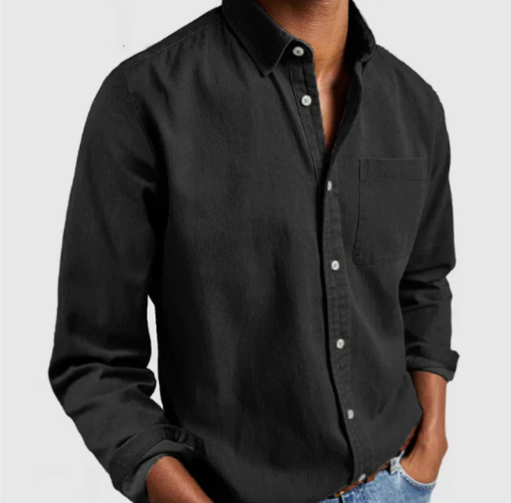 Stylish men's long sleeve button-down shirt in a classic fit, ideal for office, casual, or formal events.