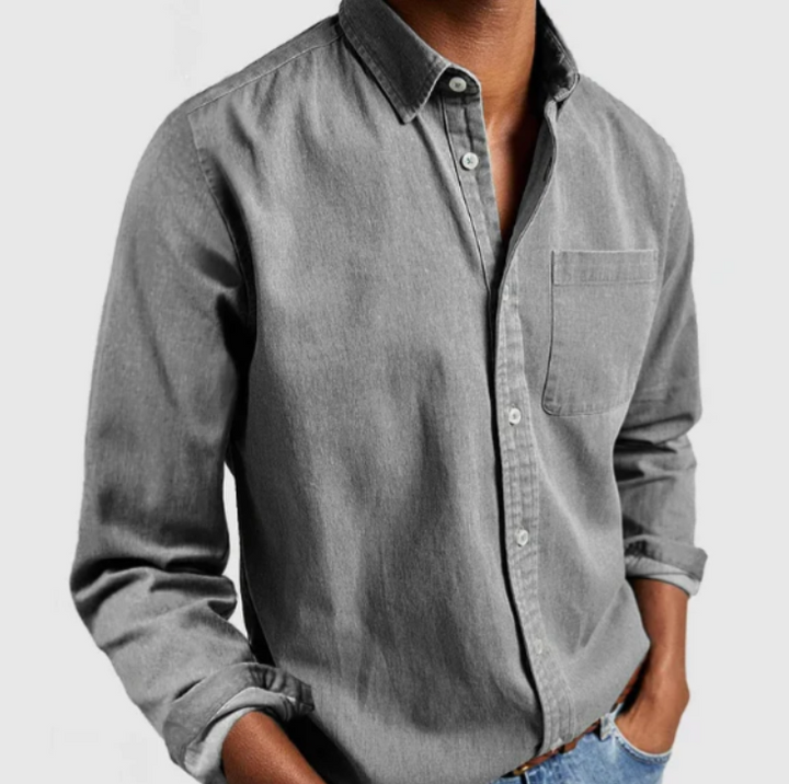 Comfortable men's long sleeve button-down shirt, a versatile wardrobe staple for everyday and smart casual outfits.