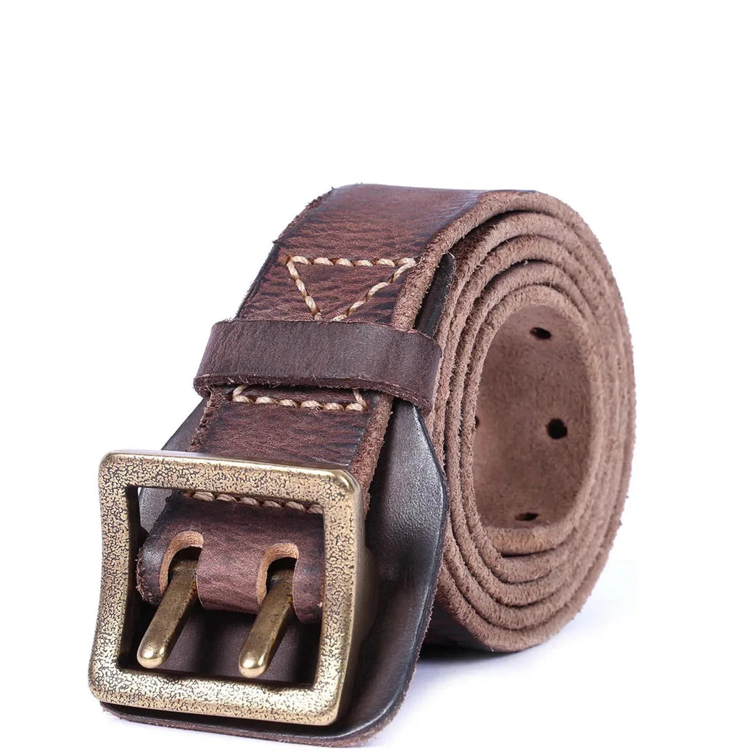 Durable men's brown leather belt, a wardrobe essential with a timeless classic style