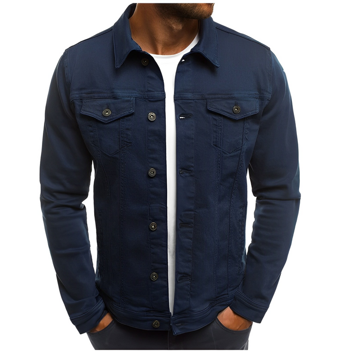 Lightweight denim summer jacket for men in a classic style, perfect casual outerwear. A men's fashion essential.