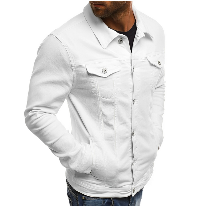 New men's classic style lightweight denim jacket, ideal summer outerwear for casual fashion & versatility.