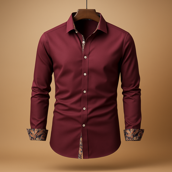 Versatile men's classic long sleeve dress shirt, suitable for business meetings, casual elegant outfits, or formal wear.