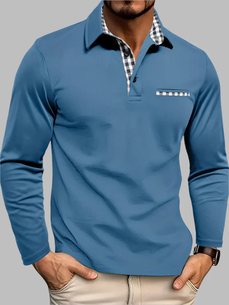 Comfortable men's classic long-sleeve summer polo. Breathable cotton blend, versatile for everyday casual style.