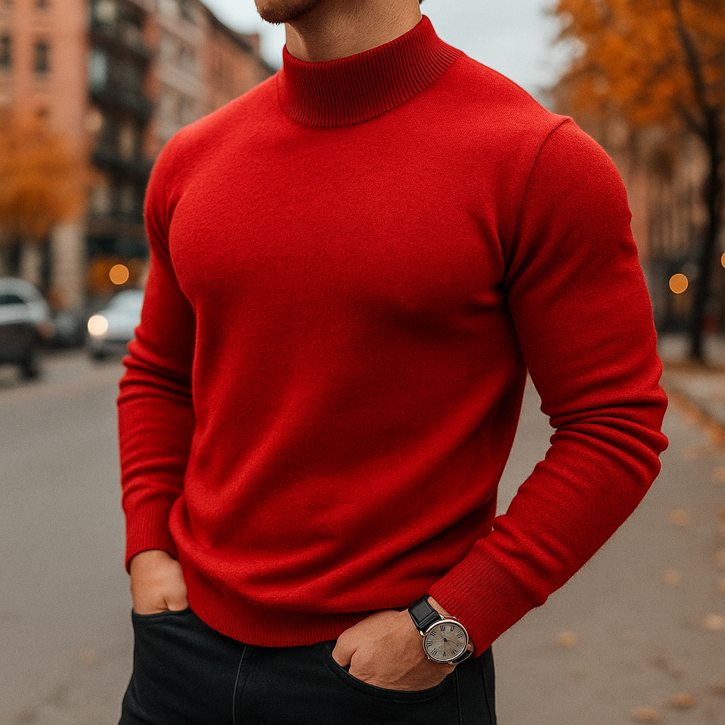 Men's classic pullover sweater in a neutral tone, ideal for smart casual layering & comfort.
