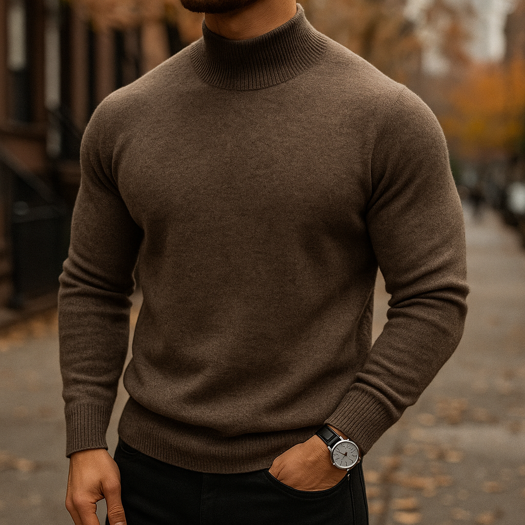 Soft knit men's pullover sweater, long sleeve for comfortable, versatile autumn & winter layering.