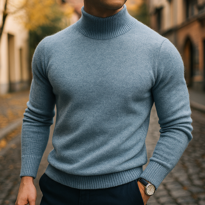 Stylish men's classic pullover sweater in a deep color, ideal for versatile smart casual layering.
