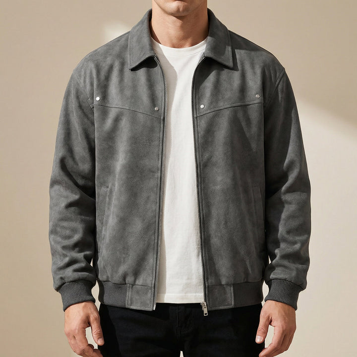 Light gray men's tailored jacket, sophisticated classic outerwear for men's fashion.