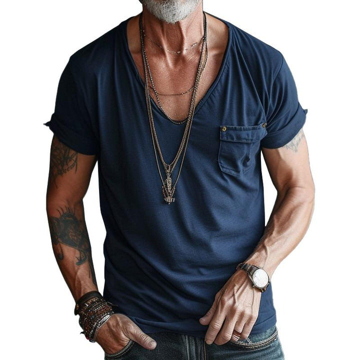 Men's classic V-neck pocket tee in a relaxed fit, perfect for effortless summer style and comfort.