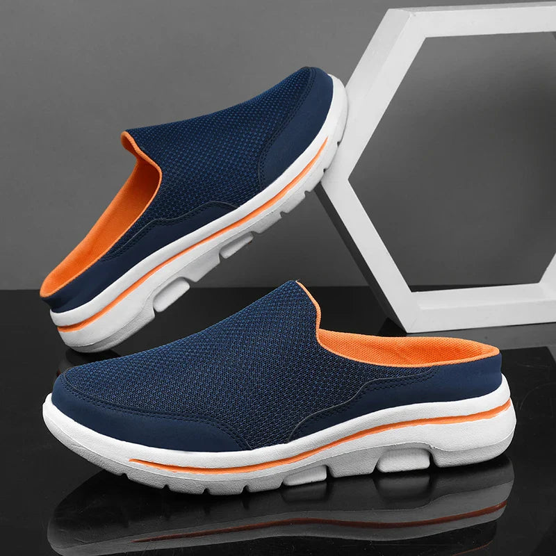 Men's comfortable closed-toe slip-on mule sandals with a textured finish and durable sole for daily wear.