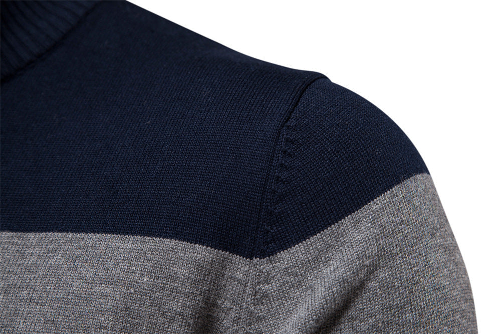 Men's half-zip pullover, multi-tone colorblock pattern, perfect for a modern casual look