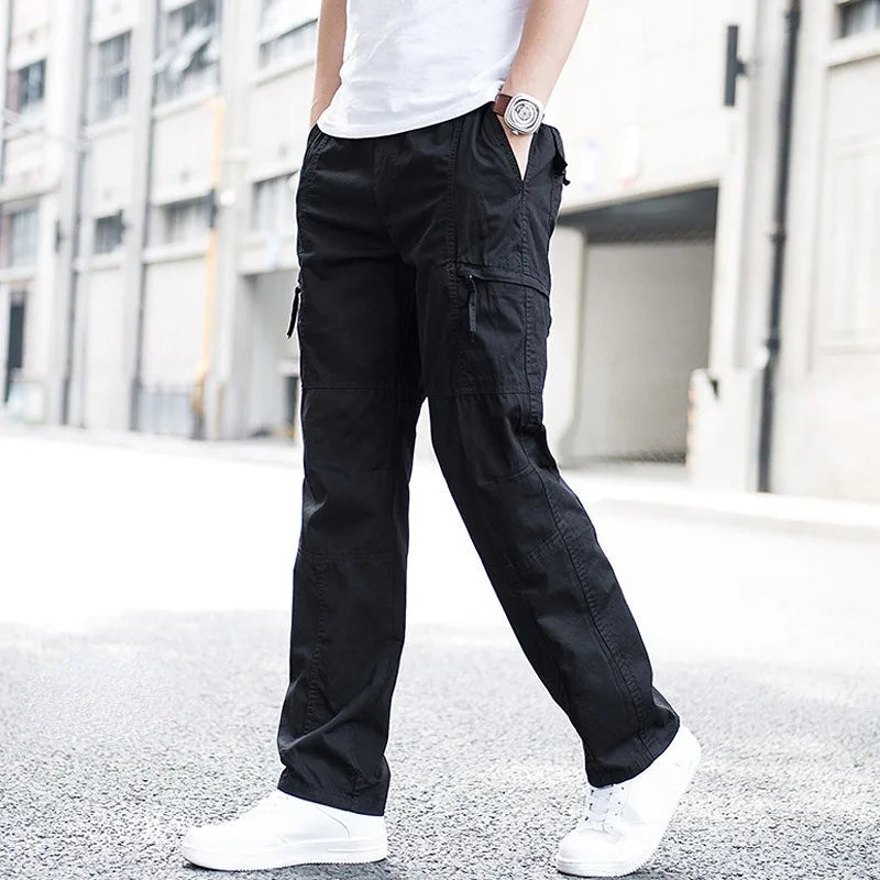 Practical men's stretch cargo pants, offering relaxed fit and utility for everyday comfort and activity.