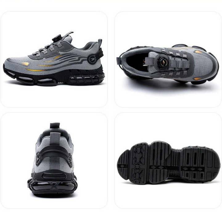 Men's non-slip work sneakers featuring secure dial lace closure, engineered for safety, durability, and comfort.