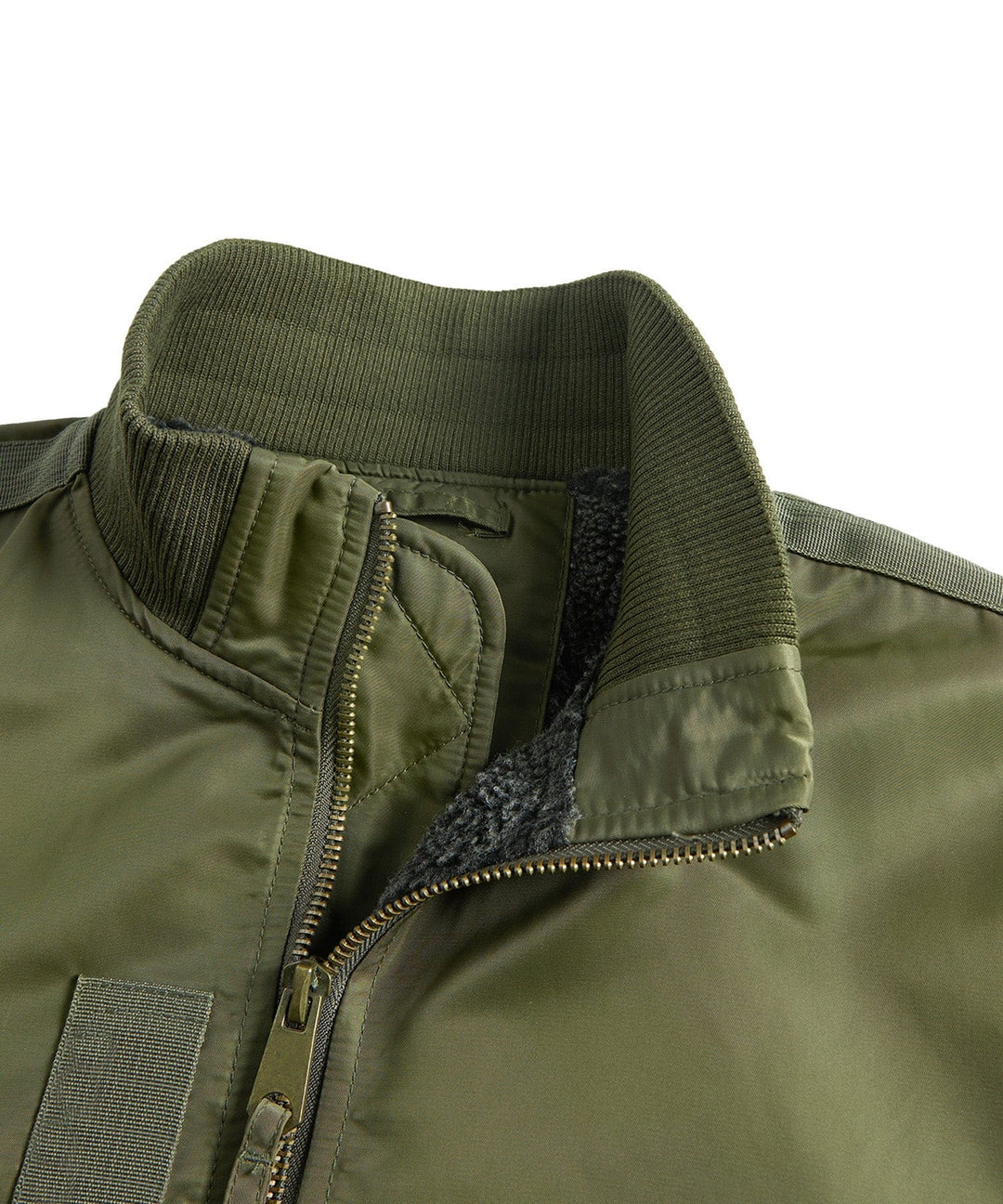 Back view of the men's bomber jacket, highlighting its durable fabric and clean military-style lines.