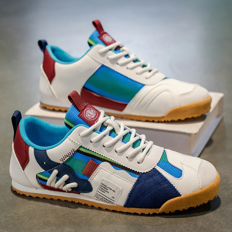 Detailed view of sturdy laces and stitching on men's performance utility sneakers for durable everyday wear.