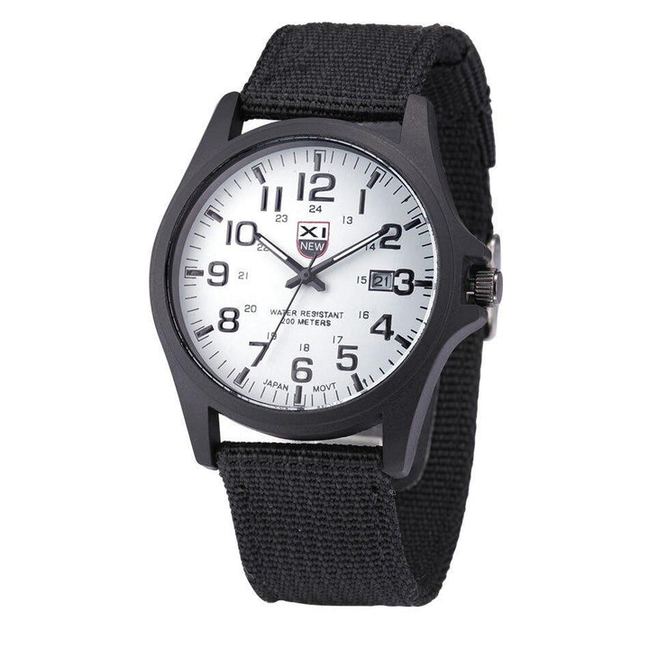 Stylish men's black waterproof sports watch, durable and rugged, ideal for an active lifestyle.