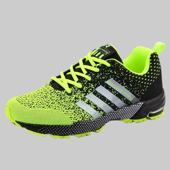 Lace-up men's athletic sneakers, responsive design for running & gym training. Durable performance footwear.