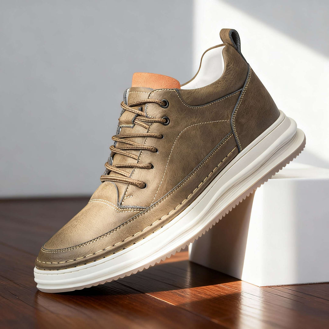 Men's everyday comfort sneakers, black lace-up walking shoes designed for all-day wear.