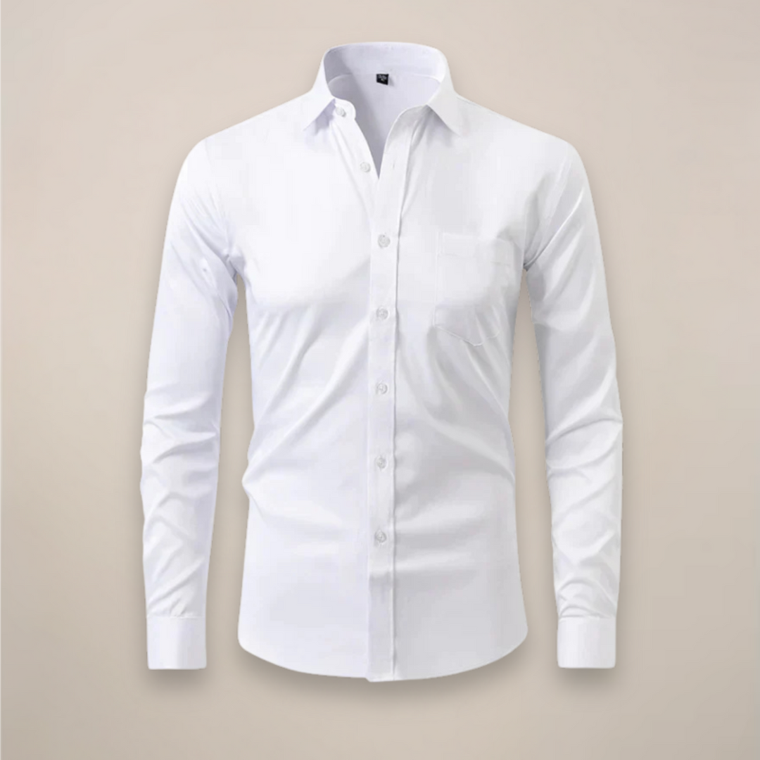 Tailored men's solid long sleeve spring shirt, perfect for everyday casual or work wear