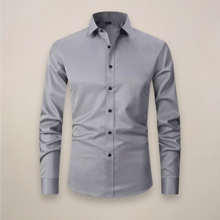 Men's solid long sleeve tailored shirt; a timeless piece for any spring ensemble