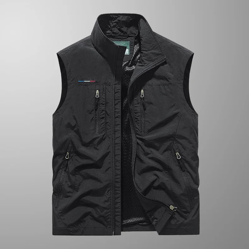 Stay active & warm in this men's full zip outdoor vest. Ideal for hiking, layering, and travel comfort.