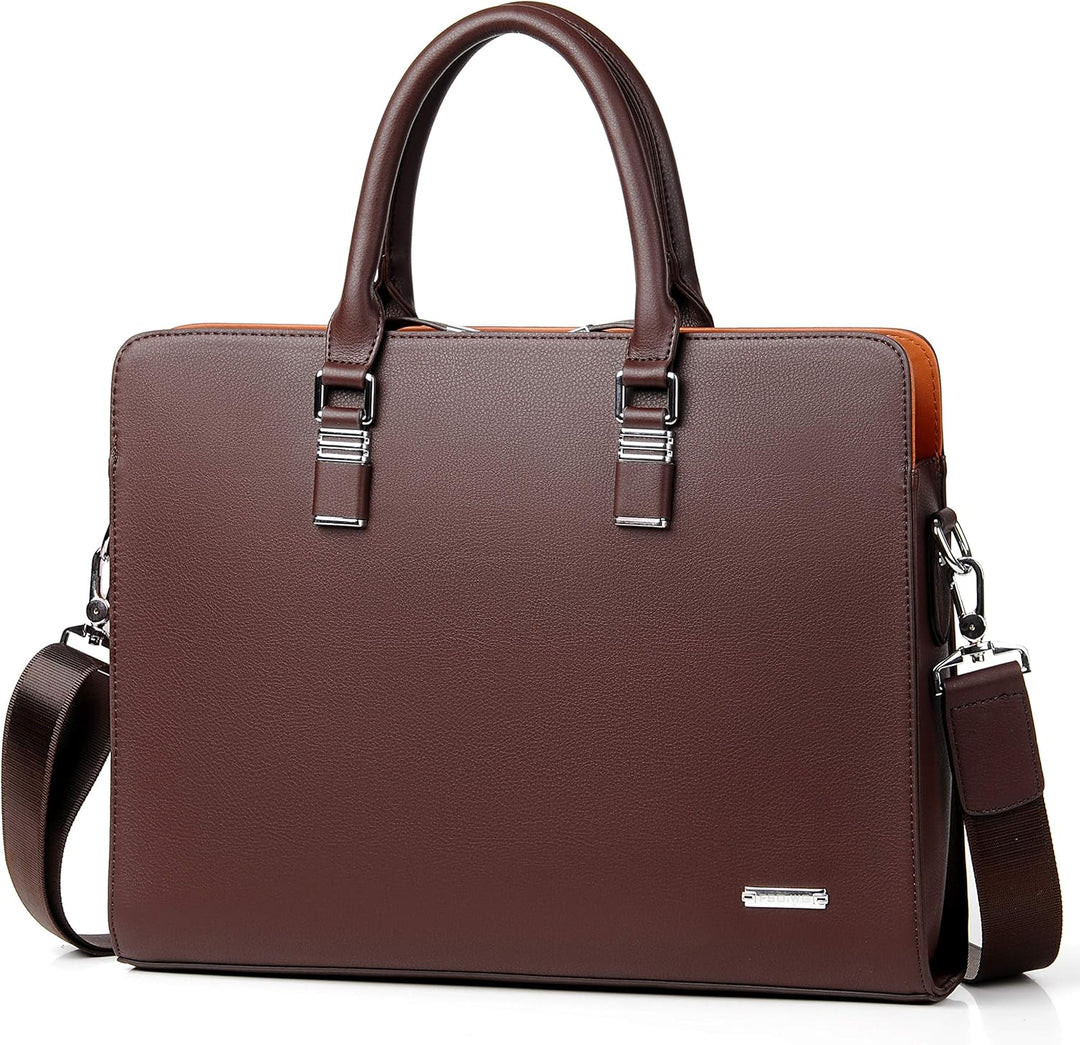 Classic men's genuine leather briefcase, a professional work & laptop accessory for business.